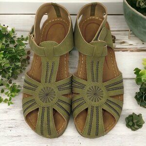 Women Summer Wedge Sandals Beach Bohemian Ankle Strap Size 41 (US 10)